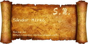 Sándor Mirkó névjegykártya