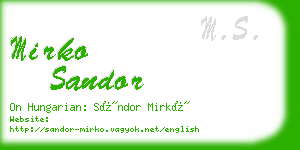 mirko sandor business card
